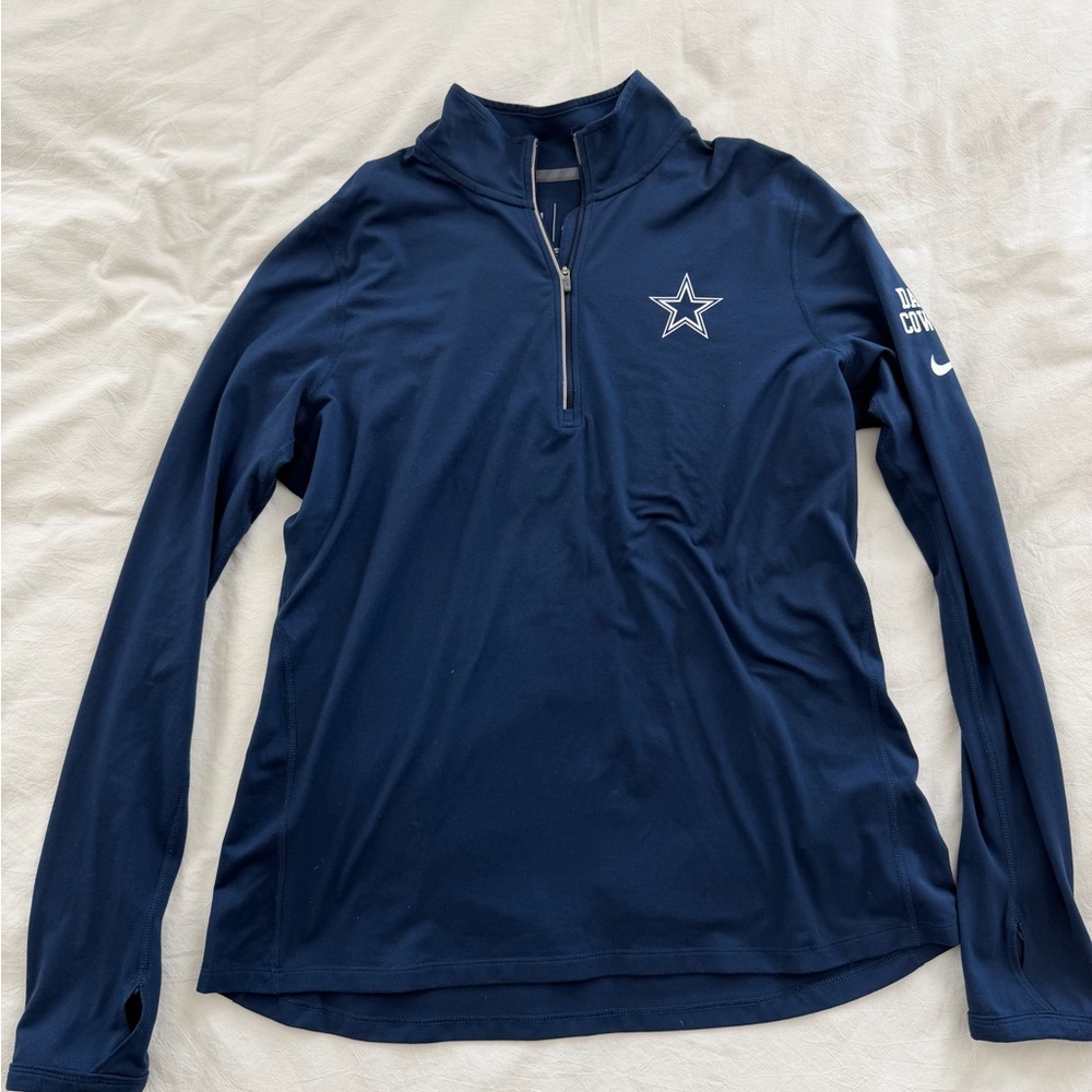 Dallas Cowboys Nike Dark Blue Quarter-Zip Pullover with Star Emblem